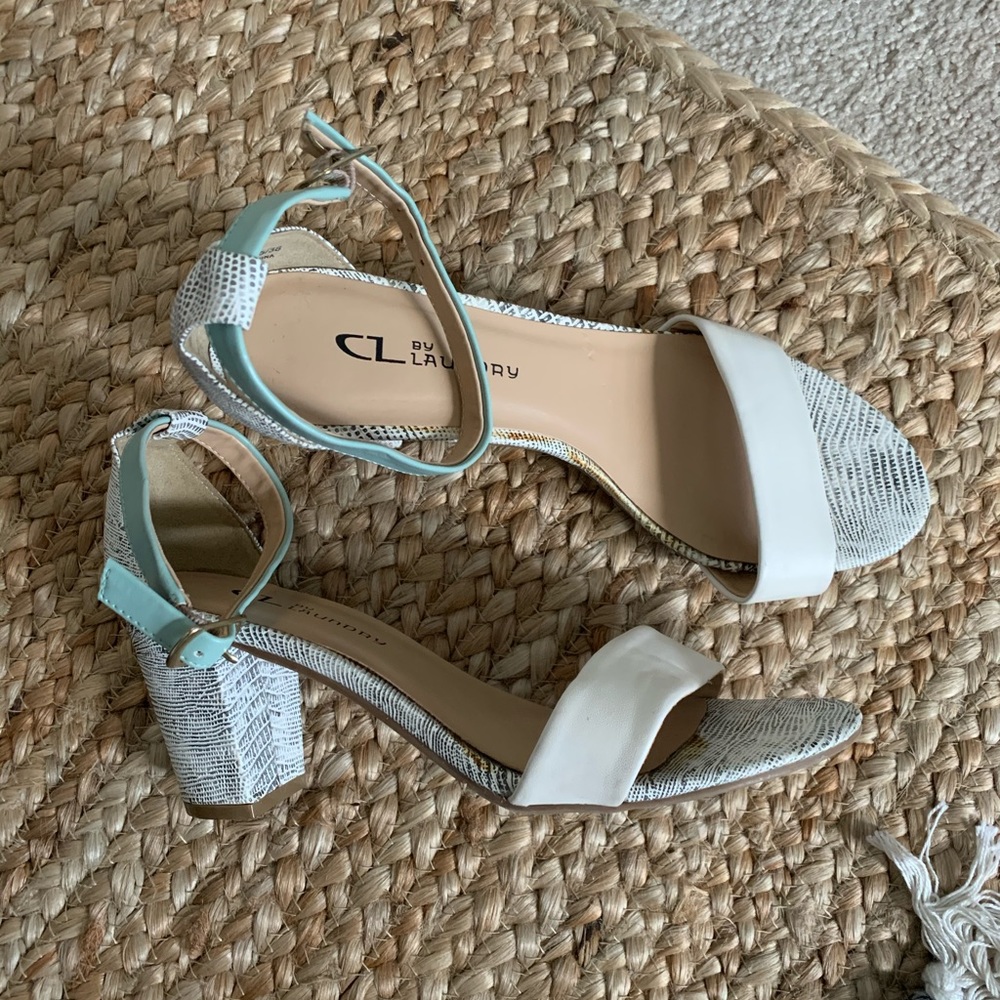 Chinese Laundry Mint + Snake Skin AnkleStrap Heels